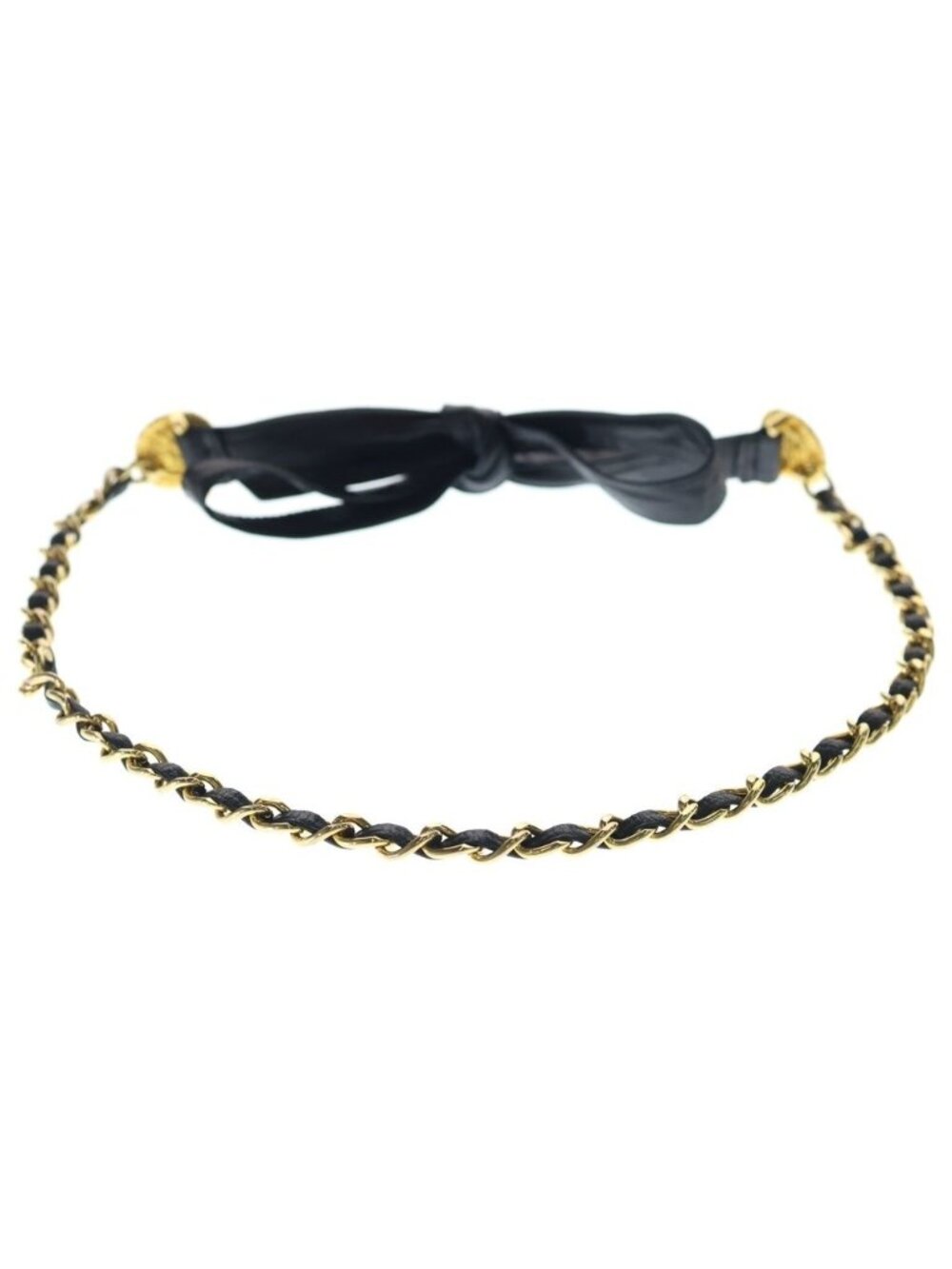 Chanel CC Logo Coin Chain Leather Belt Gold Black - Picture 2 of 6